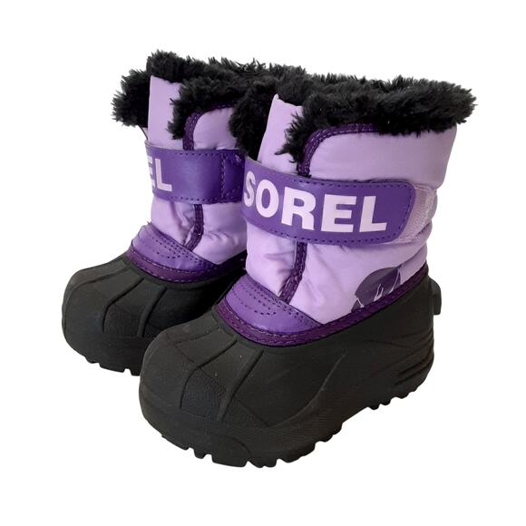 Sorel Snow Commander Snow Boots Girls 7 Purple Sherpa Winter Boot Insulated - Picture 1 of 9